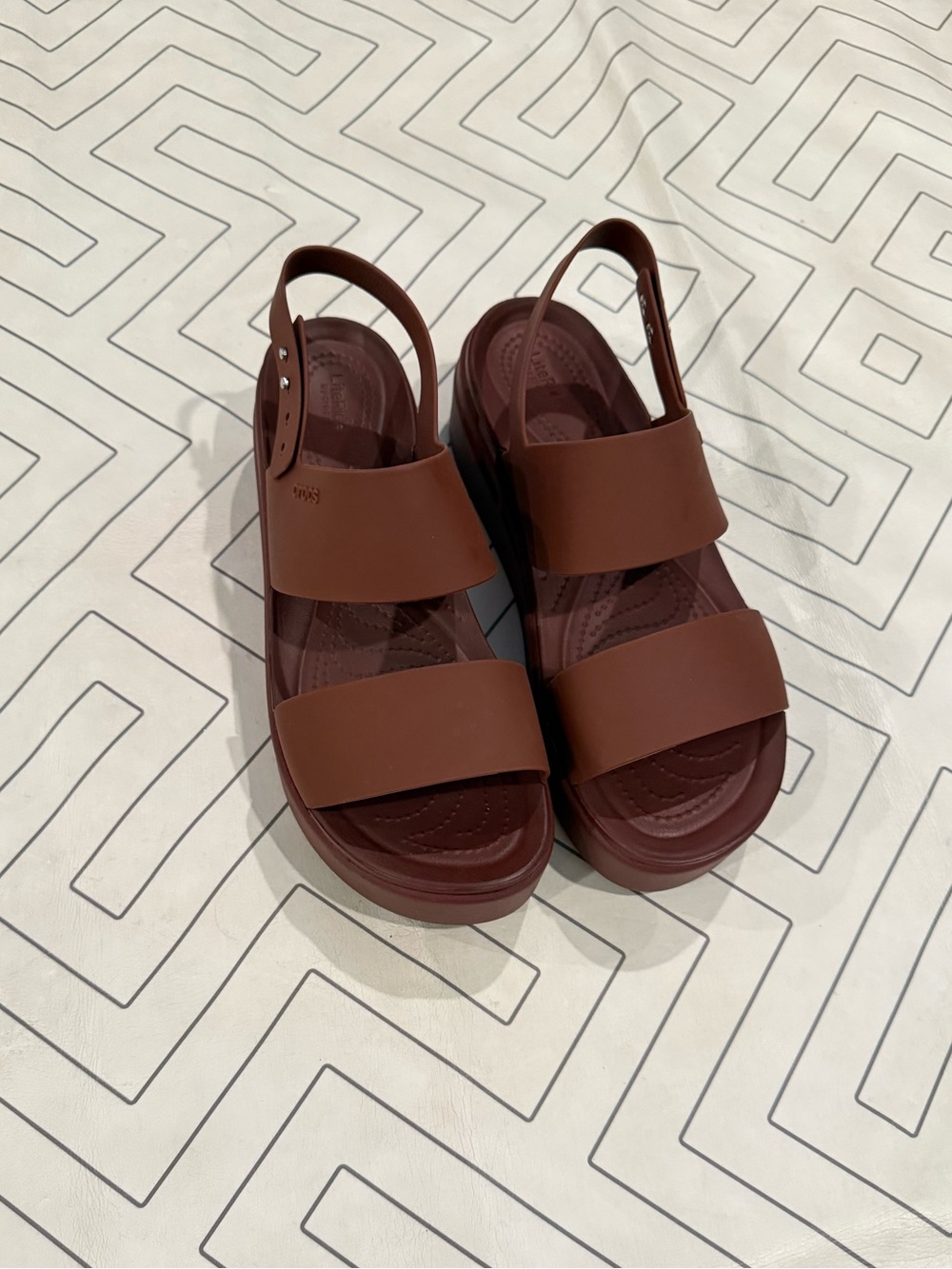 Crocs Maroon Slingback Platform Sandals